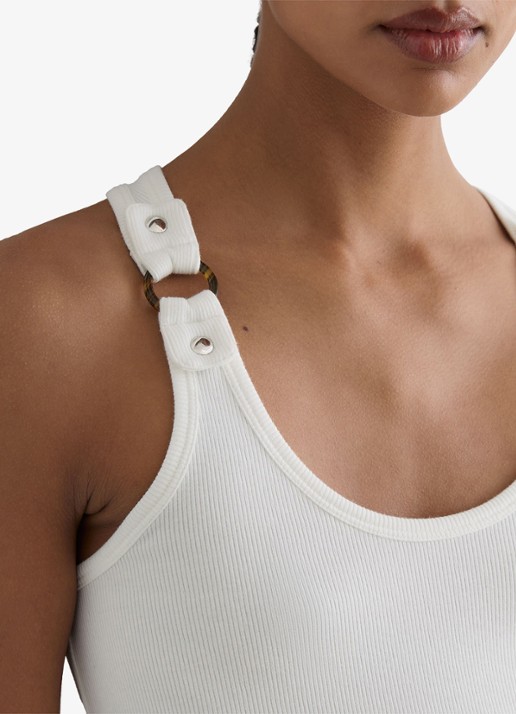 Reiss Bella ribgebreide tanktop met ringdetail - detail 3 wit