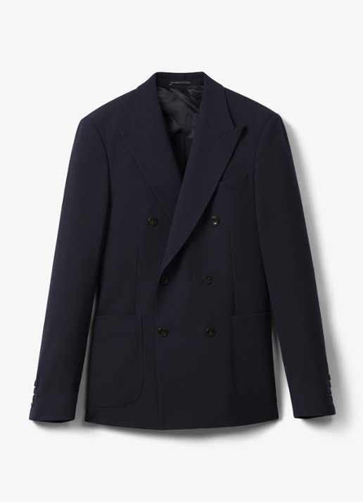 Reiss Belmont double-breasted slim fit colbert in wolblend - voorkant 6 navy / blauw