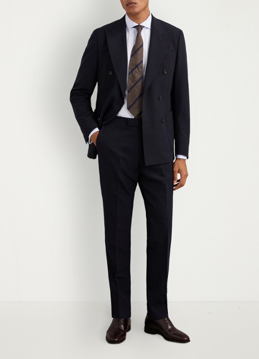 Reiss Belmont double-breasted slim fit colbert in wolblend - voorkant 7 navy / blauw