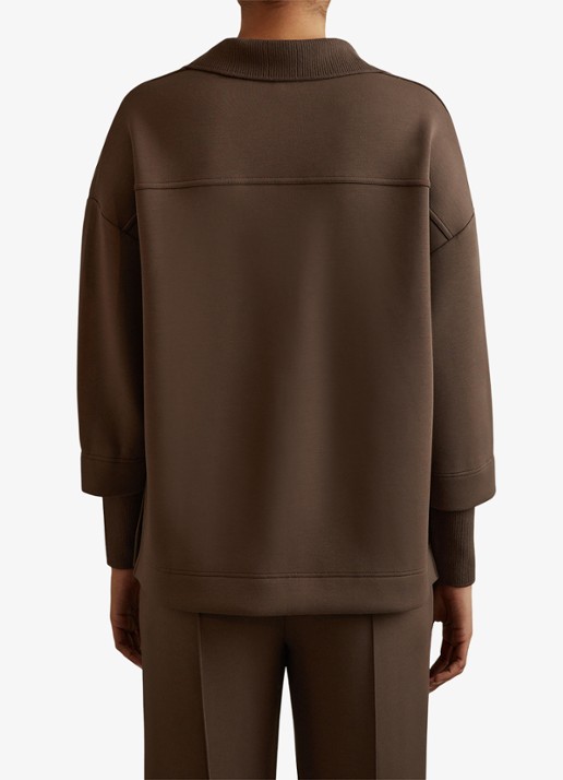 Reiss Bernie pullover met V-hals - achterkant chocoladebruin