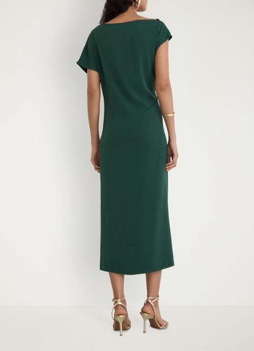 Reiss Beth midi off shoulder jurk met gedrapeerd detail - achterkant 2 donkergroen