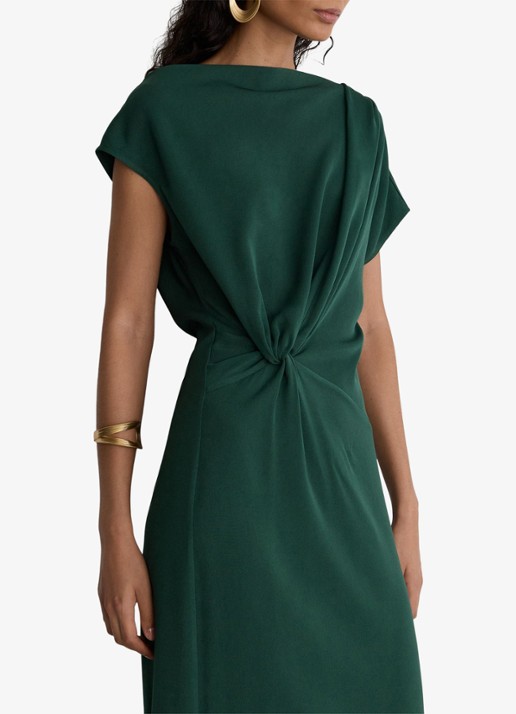 Reiss Beth midi off shoulder jurk met gedrapeerd detail - detail 4 donkergroen