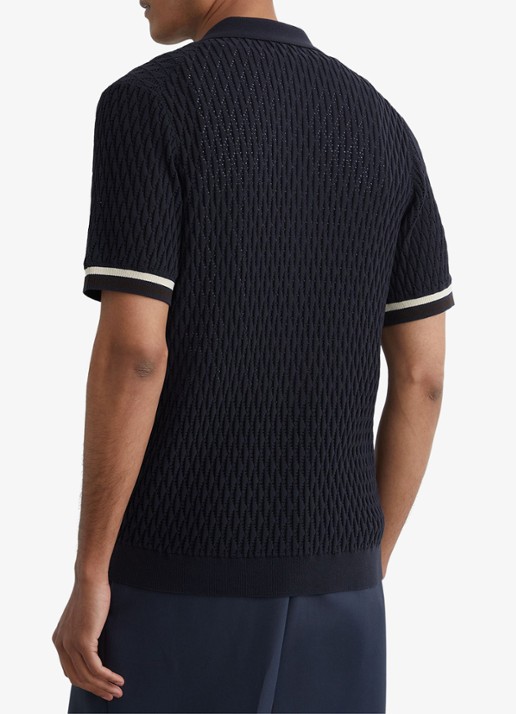 Reiss Bilsby overhemd met structuur - achterkant 3 navy / blauw