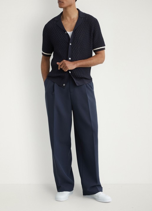 Reiss Bilsby overhemd met structuur - voorkant 2 navy / blauw