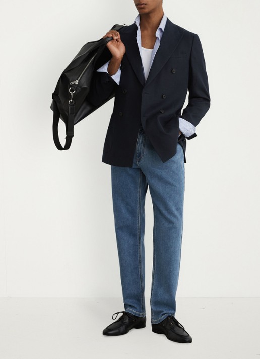 Reiss Bishopgate straight leg jeans met steekzakken - voorkant 2 lichtblauw