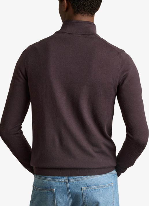 Reiss Blackhall fijgebreide trui in merino wolblend - achterkant bordeauxrood