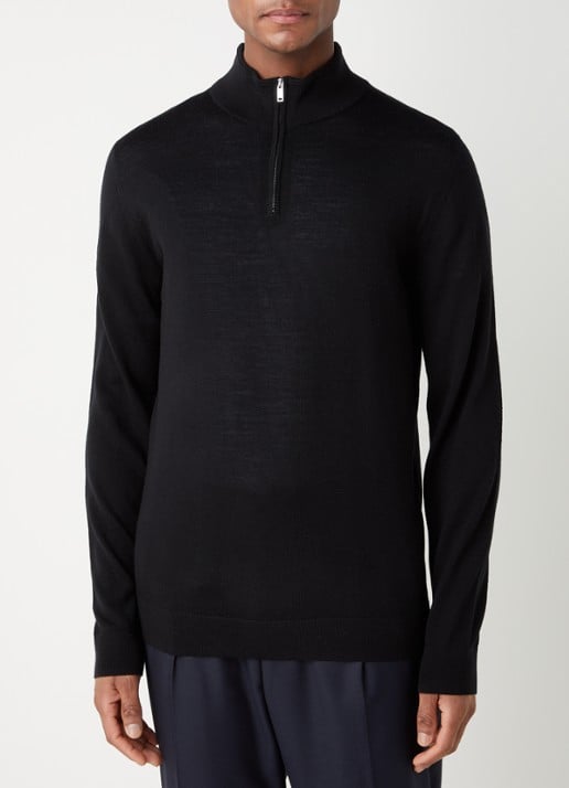 Reiss Blackhall fijngebreide pullover van merino wol met halve rits