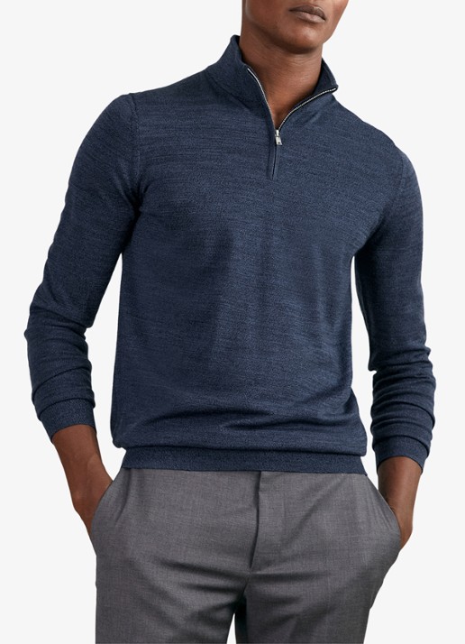 Reiss Blackhall fijngebreide trui met polokraag - detail 6 donkerblauw