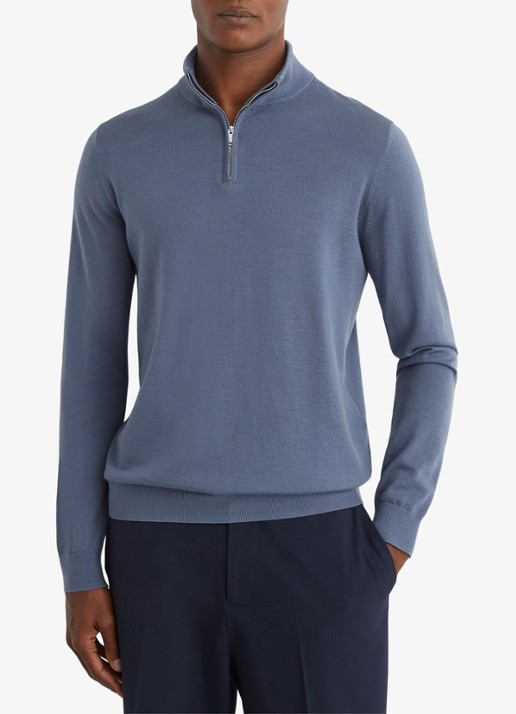 Reiss Blackhall pullover in merino wolblend met halve rits
