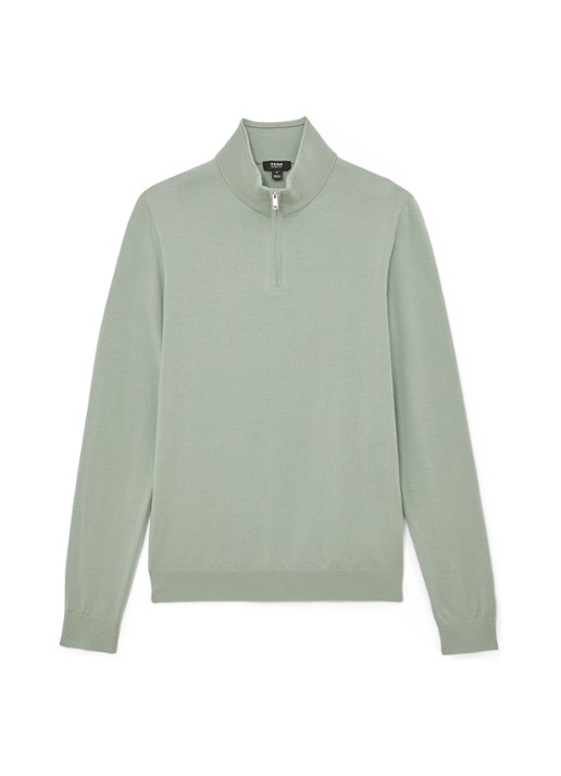 Reiss Blackhall schipperstrui van wol met halve rits  - voorkant lichtgroen