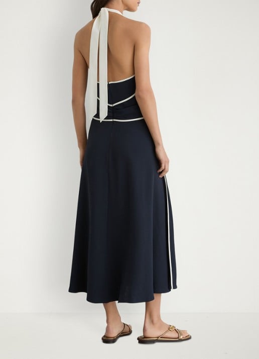 Reiss Blair midi jurk met steekzakken - achterkant 7 donkerblauw