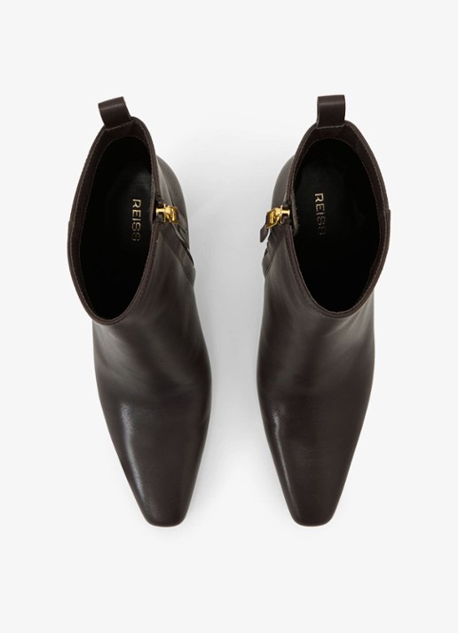 Reiss BLAKELY enkellaars van leer  - detail 3 chocoladebruin