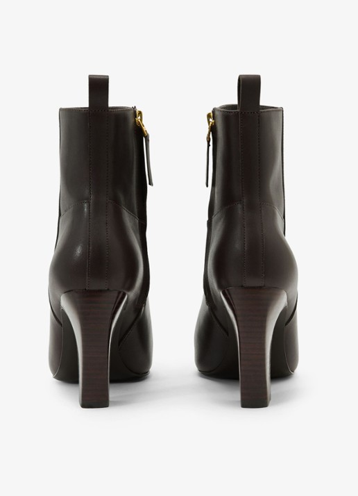 Reiss BLAKELY enkellaars van leer  - detail 4 chocoladebruin