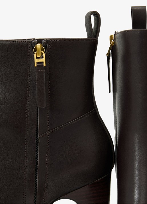 Reiss BLAKELY enkellaars van leer  - detail 5 chocoladebruin