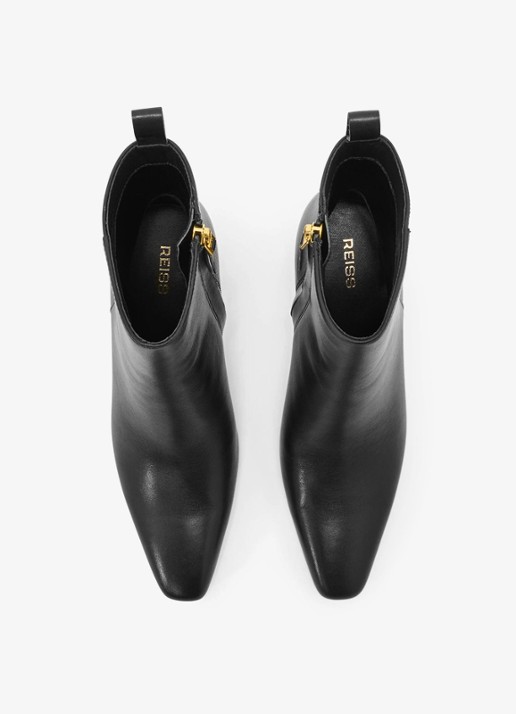 Reiss BLAKELY enkellaars van leer  - detail 3 zwart