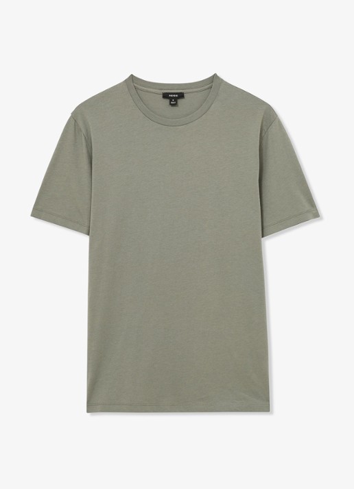 Reiss Bless T-shirt met stretch - voorkant olijfgroen