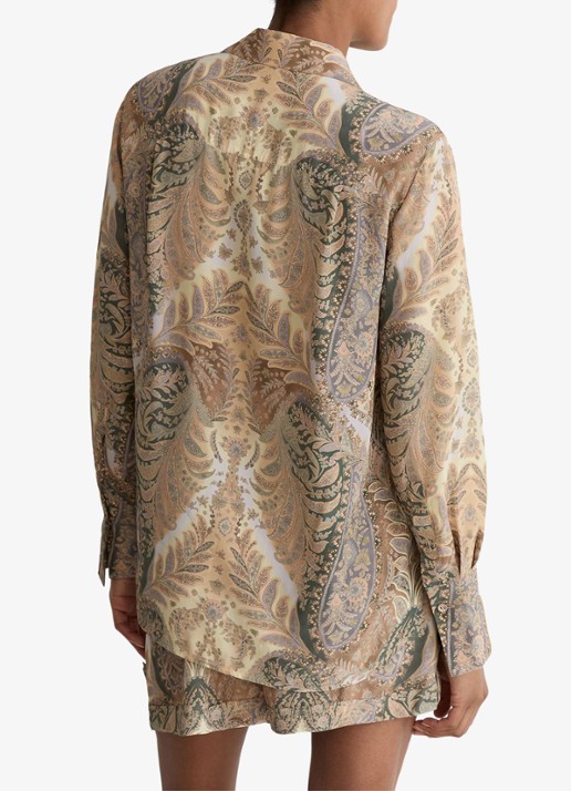 Reiss Blouse met jacquard dessin - achterkant 6 zand
