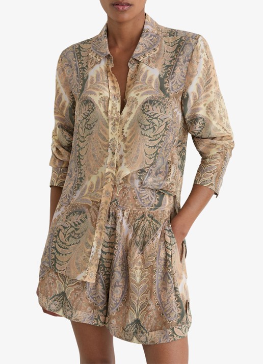 Reiss Blouse met jacquard dessin - detail 3 zand