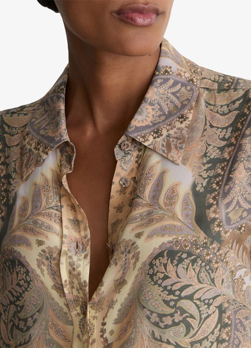 Reiss Blouse met jacquard dessin - detail 4 zand