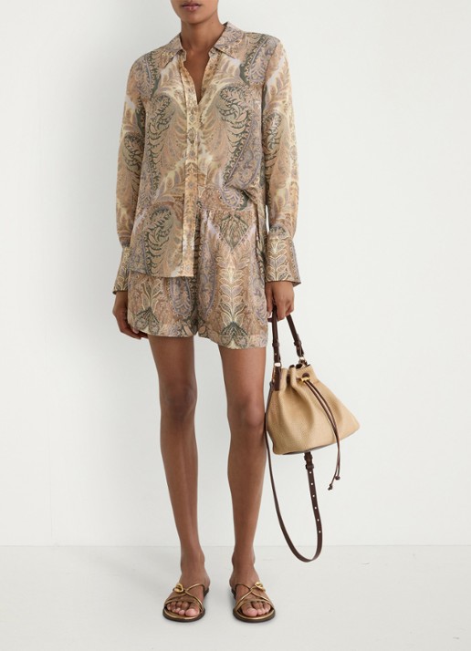 Reiss Blouse met jacquard dessin - voorkant 2 zand