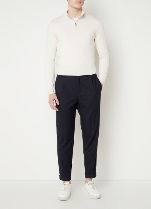 Reiss Brighton tapered fit chino met steekzakken - voorkant 2 donkerblauw