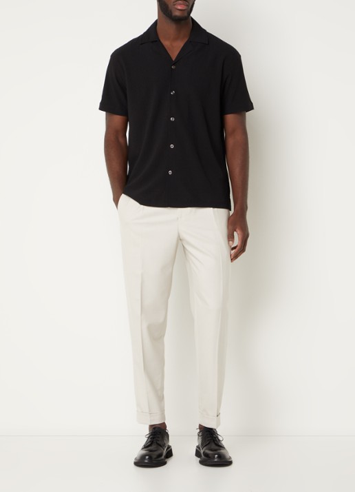 Reiss Brighton tapered fit chino met steekzakken - voorkant 2 creme