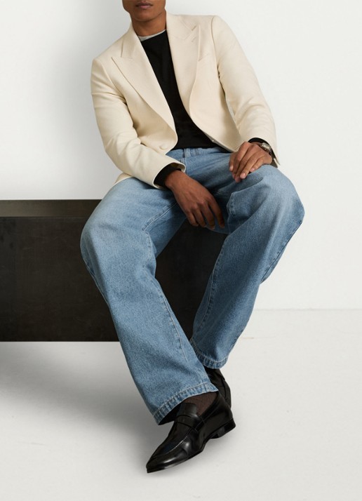 Reiss Broadway loose fit jeans met steekzakken - voorkant 7 denim