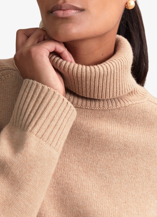 Reiss Brooklyn fijngebreide trui in wolblend - detail 2 camel