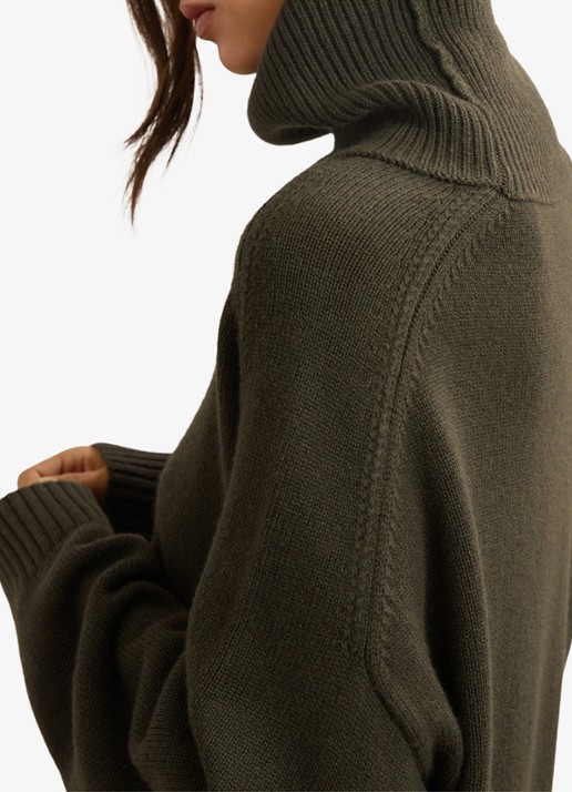 Reiss Brooklyn fijngebreide trui in wolblend - detail 4 khaki