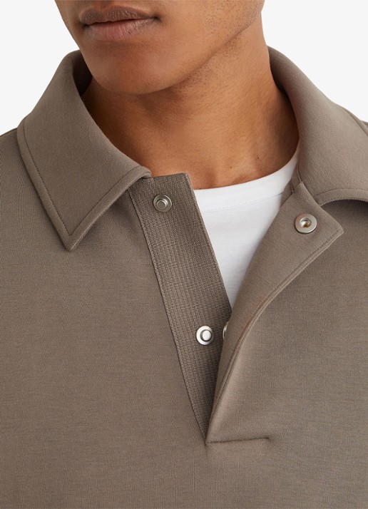 Reiss Brooks sweater met kraag - detail 4 zand