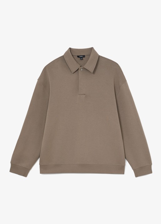 Reiss Brooks sweater met kraag - voorkant zand