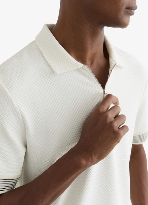 Reiss Bruno polo met halve rits - detail 5 wit