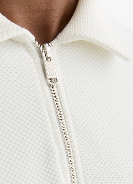 Reiss Bruno polo met halve rits - detail 6 wit