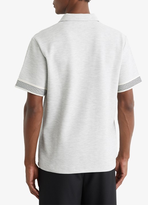 Reiss Bruno regular fit polo met halve rits - achterkant lichtgrijs