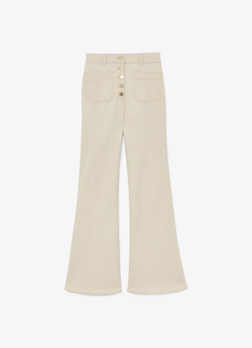 Reiss Cali high waist flared fit jeans met gekleurde wassing - voorkant gebroken wit