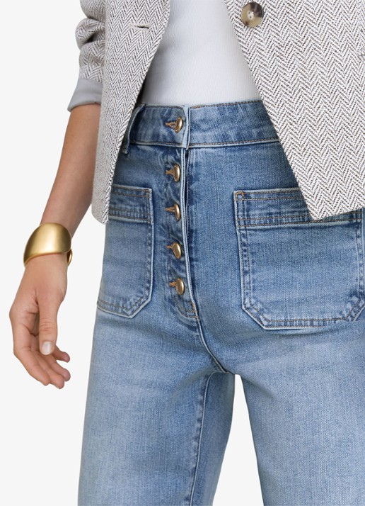 Reiss Cali high waist flared jeans met opgestikte zakken - detail 5 light blue / lichtblauw