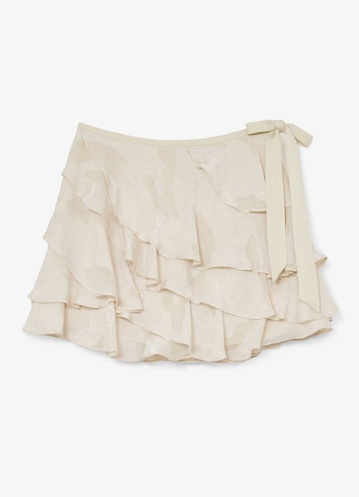 Reiss Cameron minirok met ruches - voorkant creme