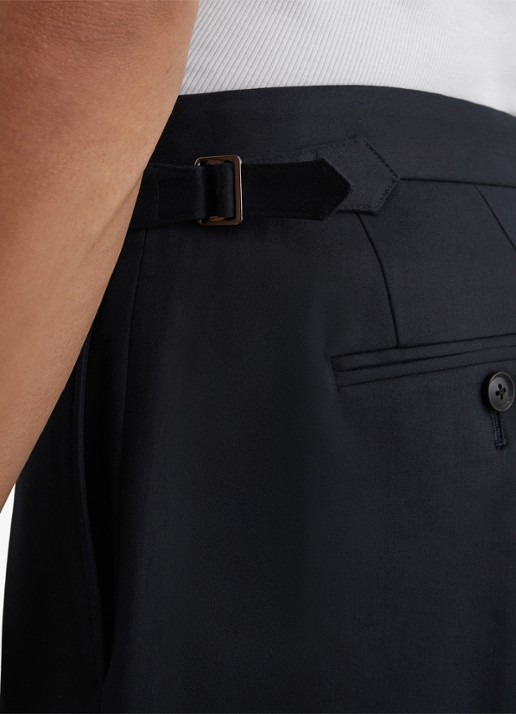 Reiss Cantwell straight fit korte chino in katoenblend - detail 3 navy / blauw