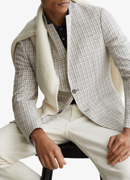 Reiss CANTY regular fit colbert met ruitdessin  - detail 5 soft grey / grijs