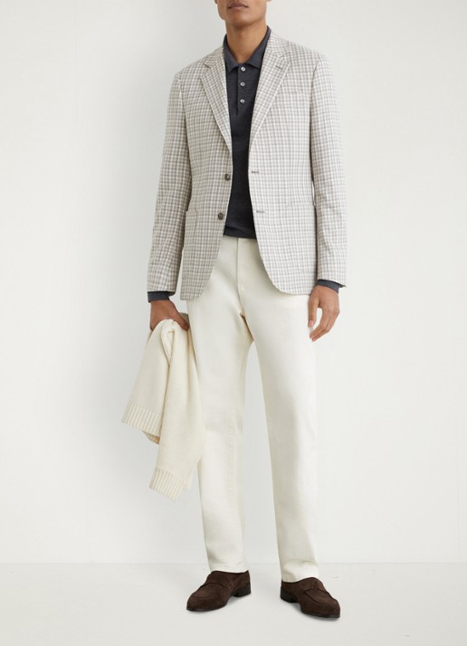 Reiss CANTY regular fit colbert met ruitdessin  - voorkant 3 soft grey / grijs