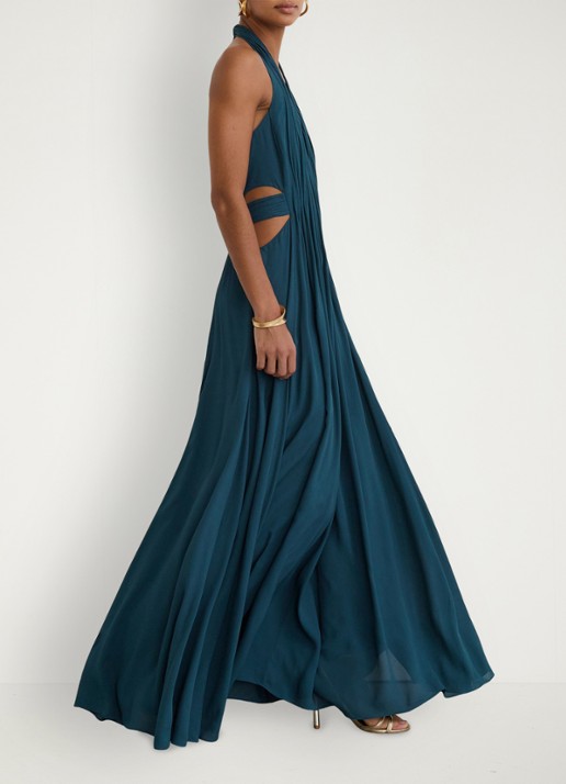 Reiss Cara midi jurk met cut-out detail - detail 4 turquoise