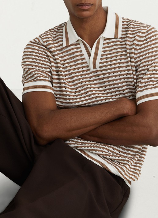Reiss Carlford regular fit polo in linnenblend met streepprint