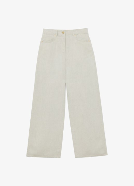 Reiss Carmen high waist wide fit broek in linnenblend