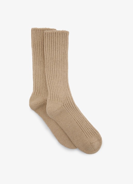 Reiss Carmen sokken in kasjmierblend - voorkant camel