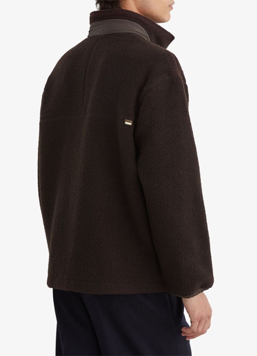 Reiss Carver jack in wolblend-bouclé - achterkant chocoladebruin
