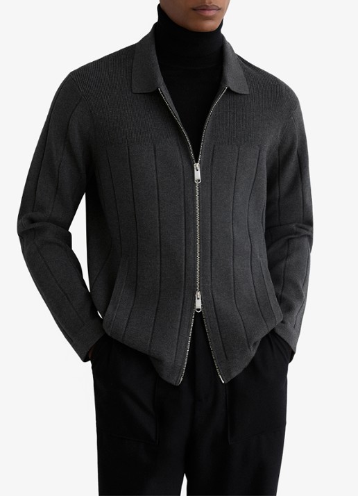 Reiss Cassius fijngebreid vest met rits