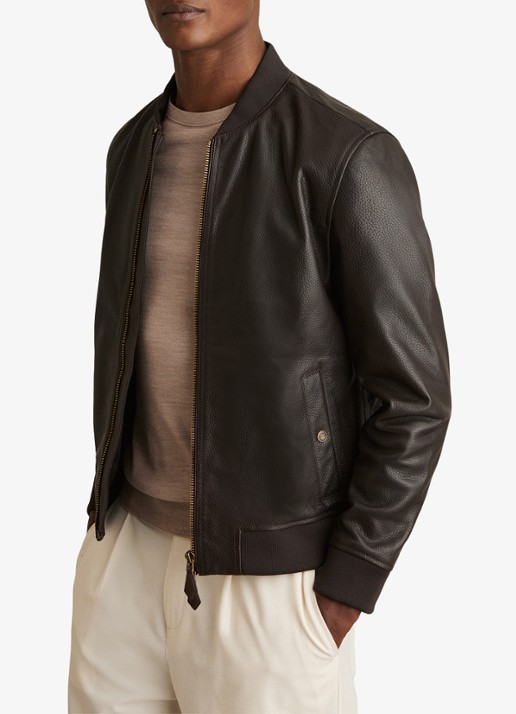 Reiss Cast bomberjack van leer