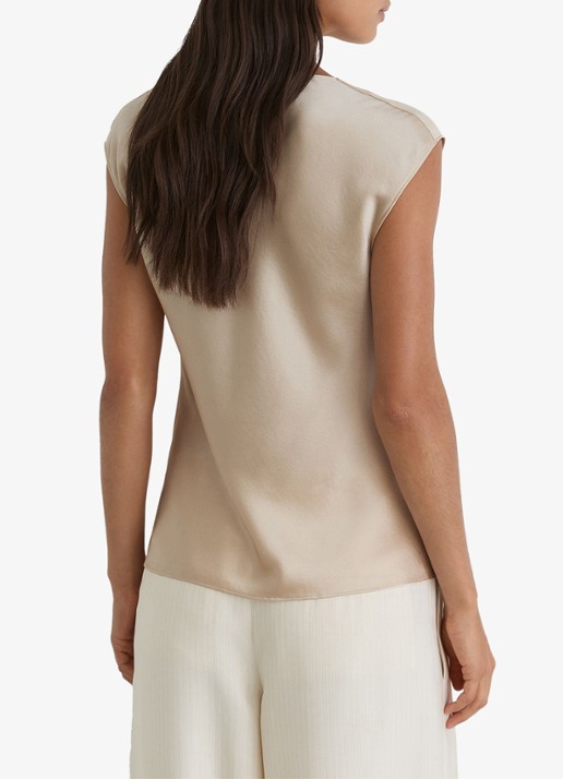 Reiss CATE silk Cowl-Neck Sleeveless Top - achterkant 6 creme