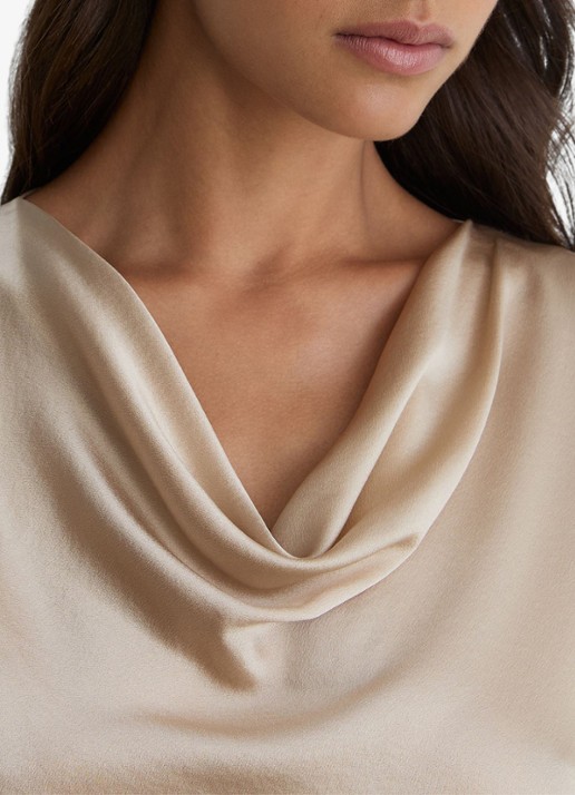 Reiss CATE silk Cowl-Neck Sleeveless Top - detail 5 creme