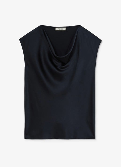 Reiss CATE silk Cowl-Neck Sleeveless Top - voorkant 3 blauw
